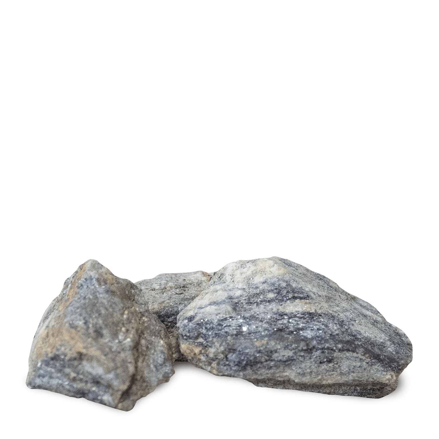 SRF10 Gneiss Splitt kaschiert 8 16mm 3er Steine frontal