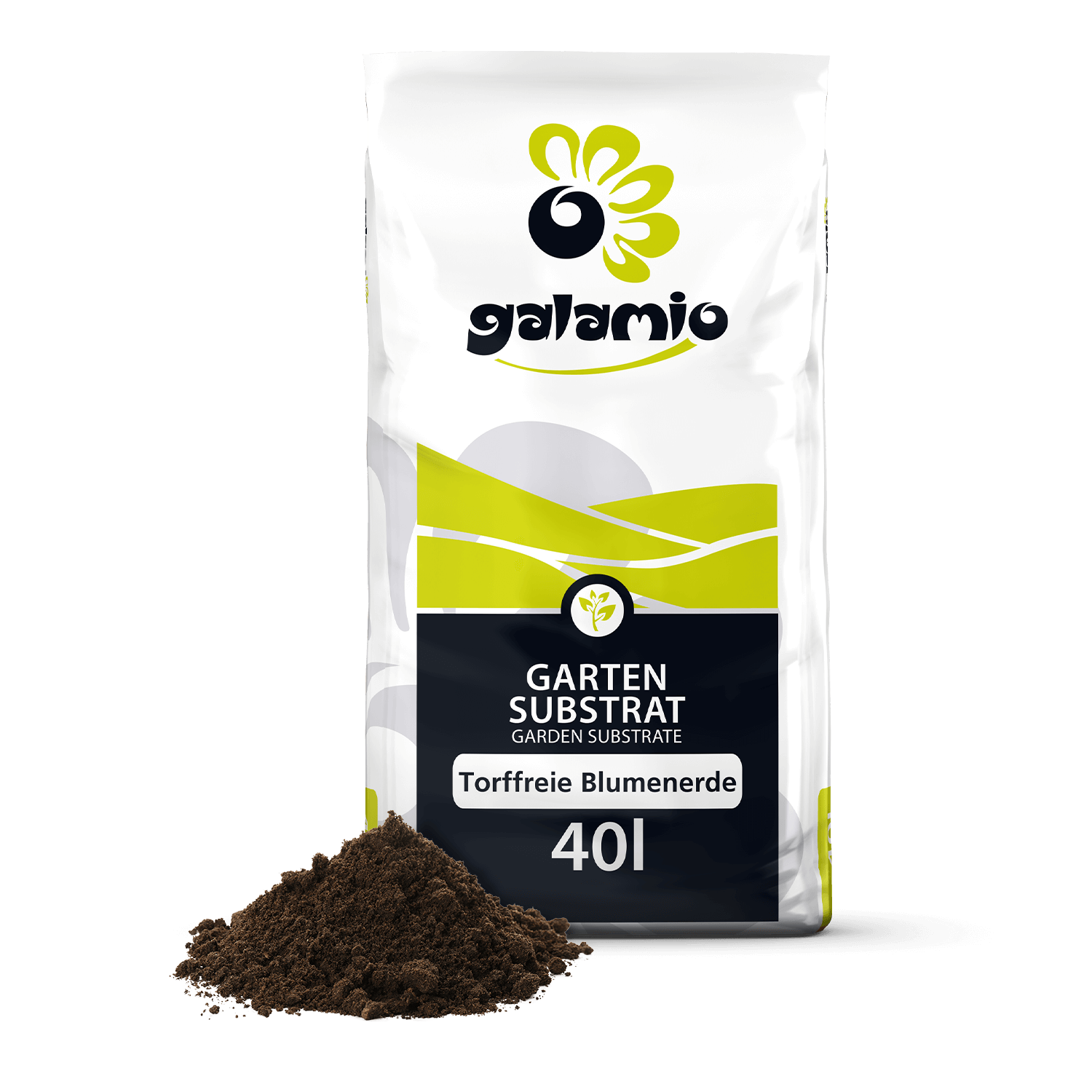 SBP40 Torffreie Blumenerde 40l Verpackung Haufen links