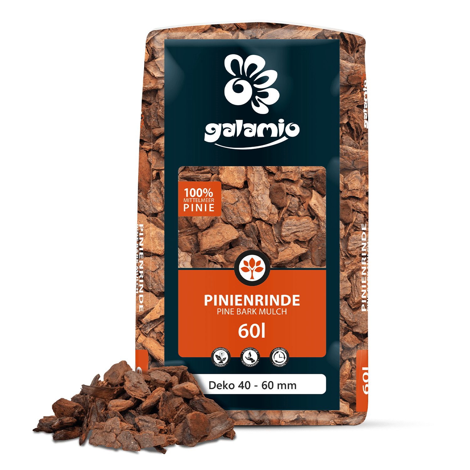 MPD60 Pinienrinde Deko Verpackung Haufen links