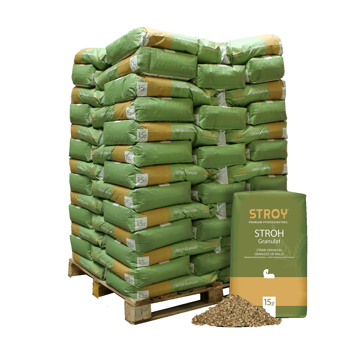 SKE15 Strohgranulat Vollpalette Verpackung