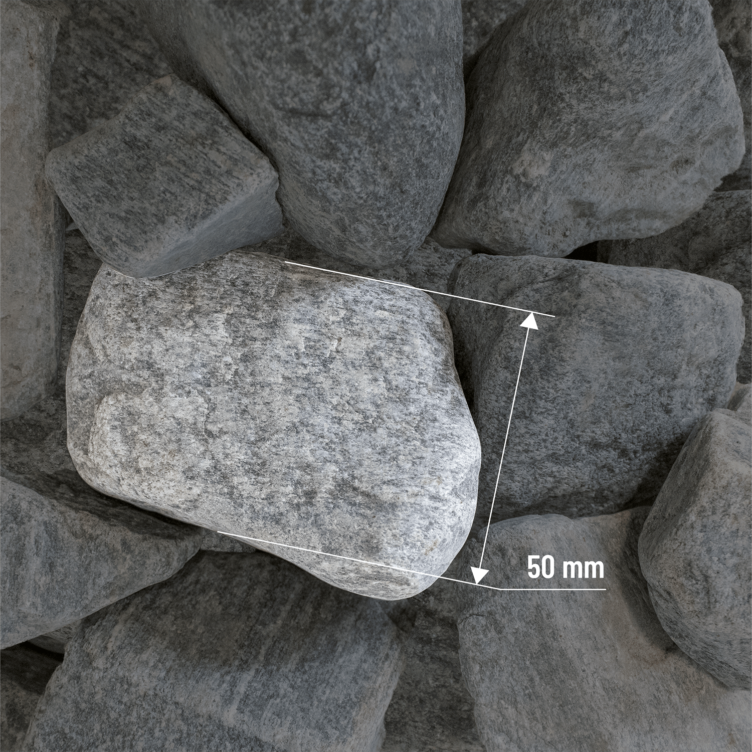 GKA10 Schotter grau getrommelt Textur Abmessung