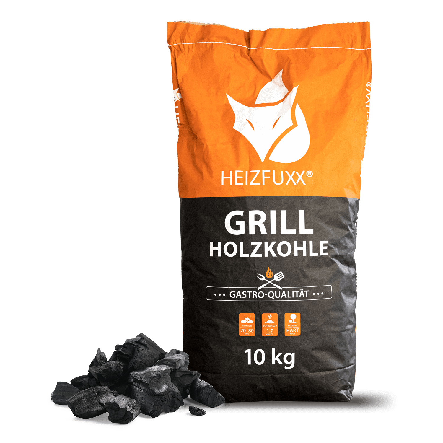 SGB10 Grillholzkohle Verpackung Haufen links