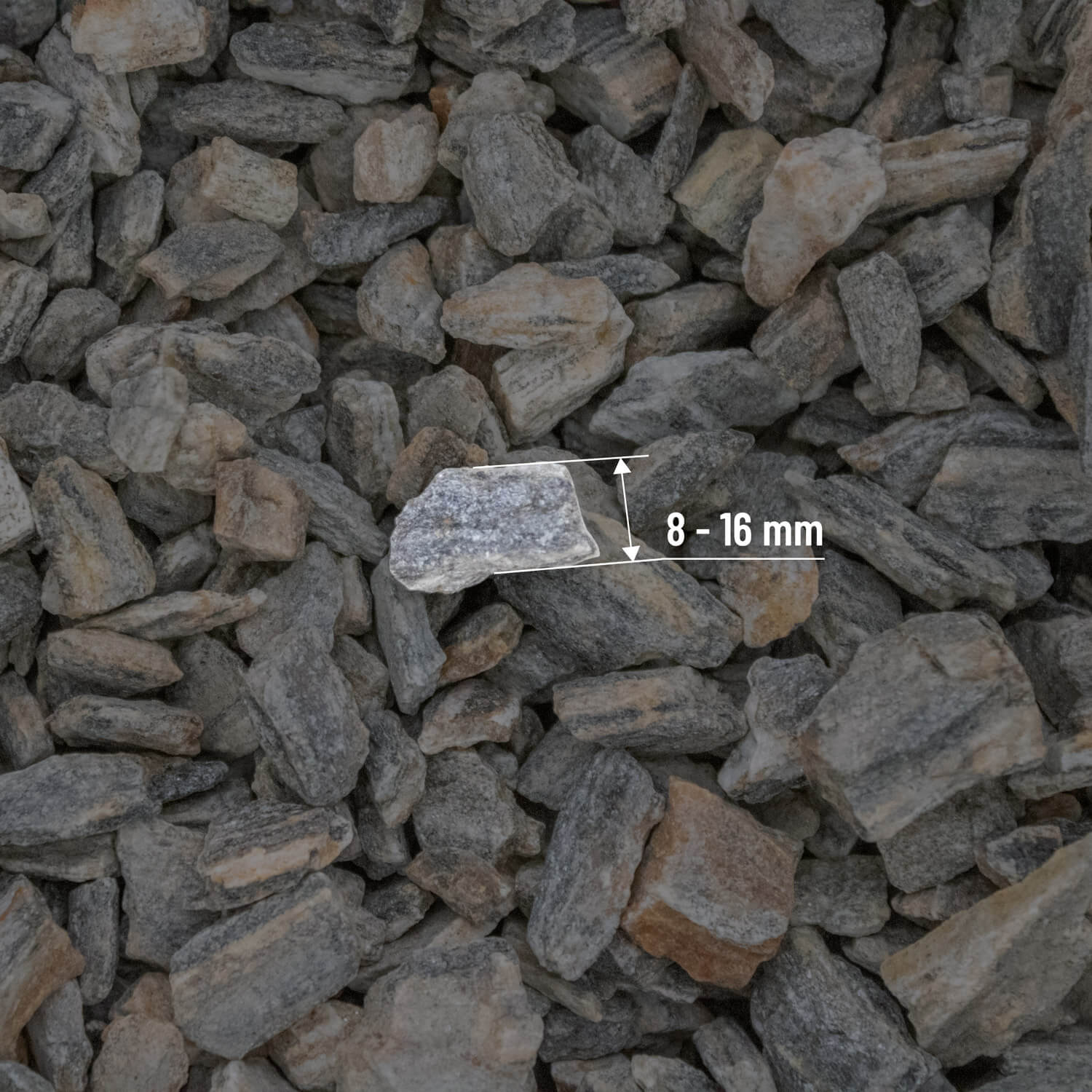 SRF10 Gneiss Splitt kaschiert 8 16mm Abmessung