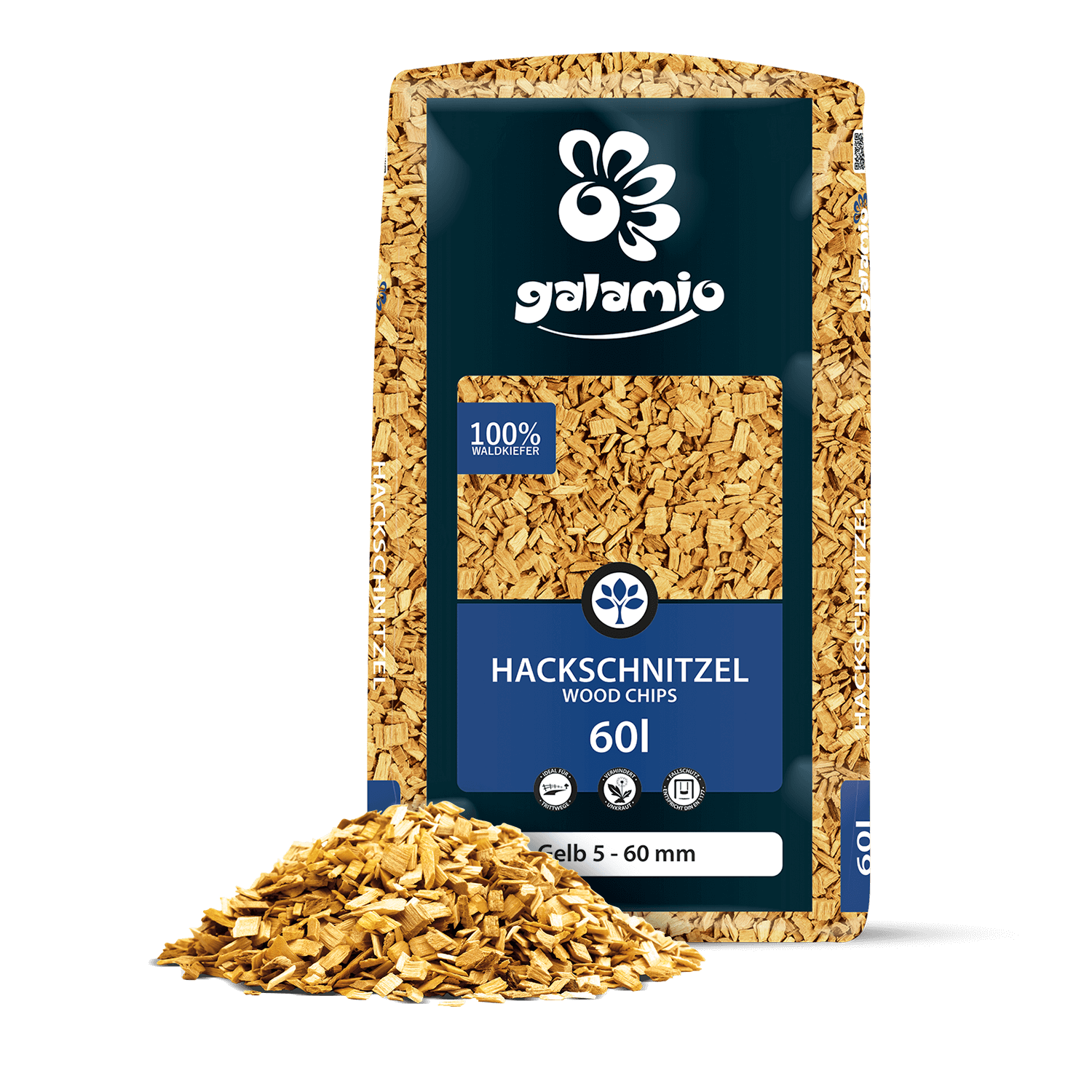 MHY60 Hackschnitzel Gelb Verpackung Haufen links