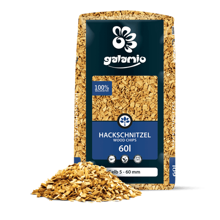 MHY60 Hackschnitzel Gelb Verpackung Haufen links