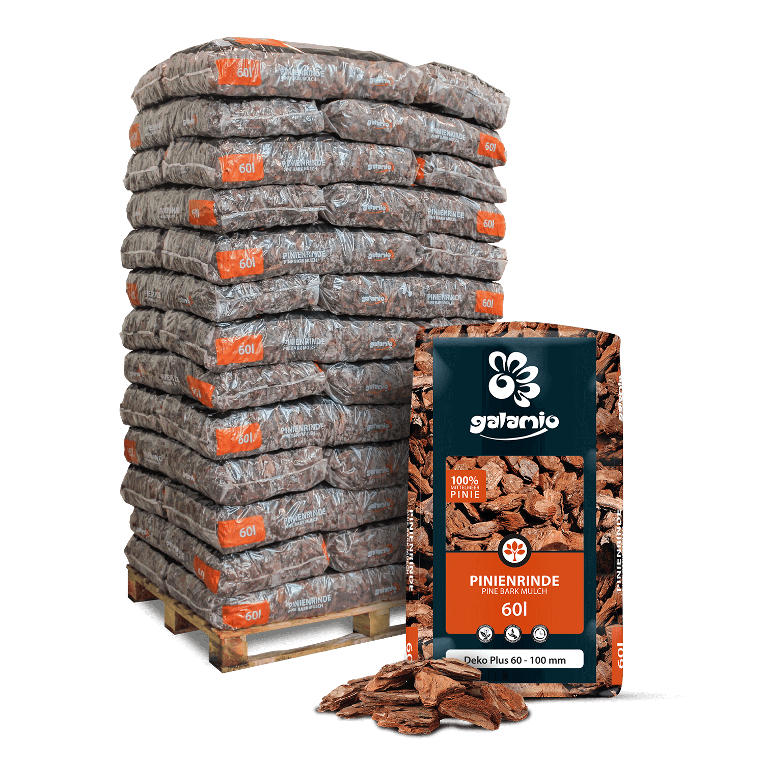 MPI60 Pinienrinde DekoPlus 39er Palette Verpackung