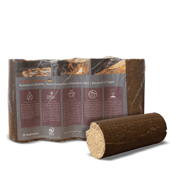 BPB06 Pollmeier Premium Buchenholz 6kg Gebinde frontal Brikett
