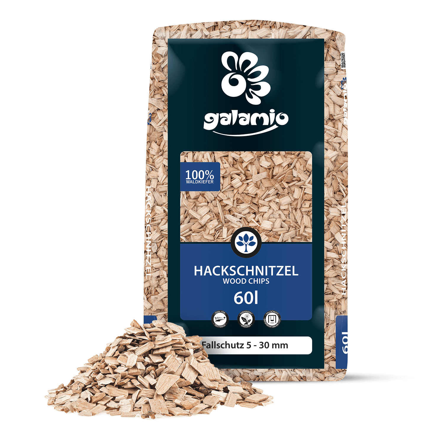 FHN60 Holzhackschnitzel Fallschutz Verpackung Haufen links