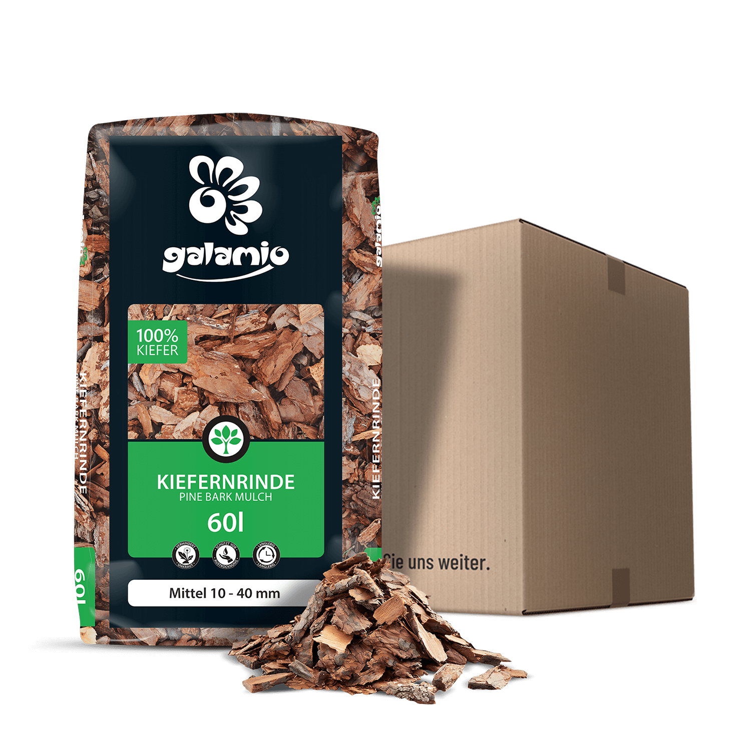 MUA60 Rindenmulch Kiefer Mittel Paket