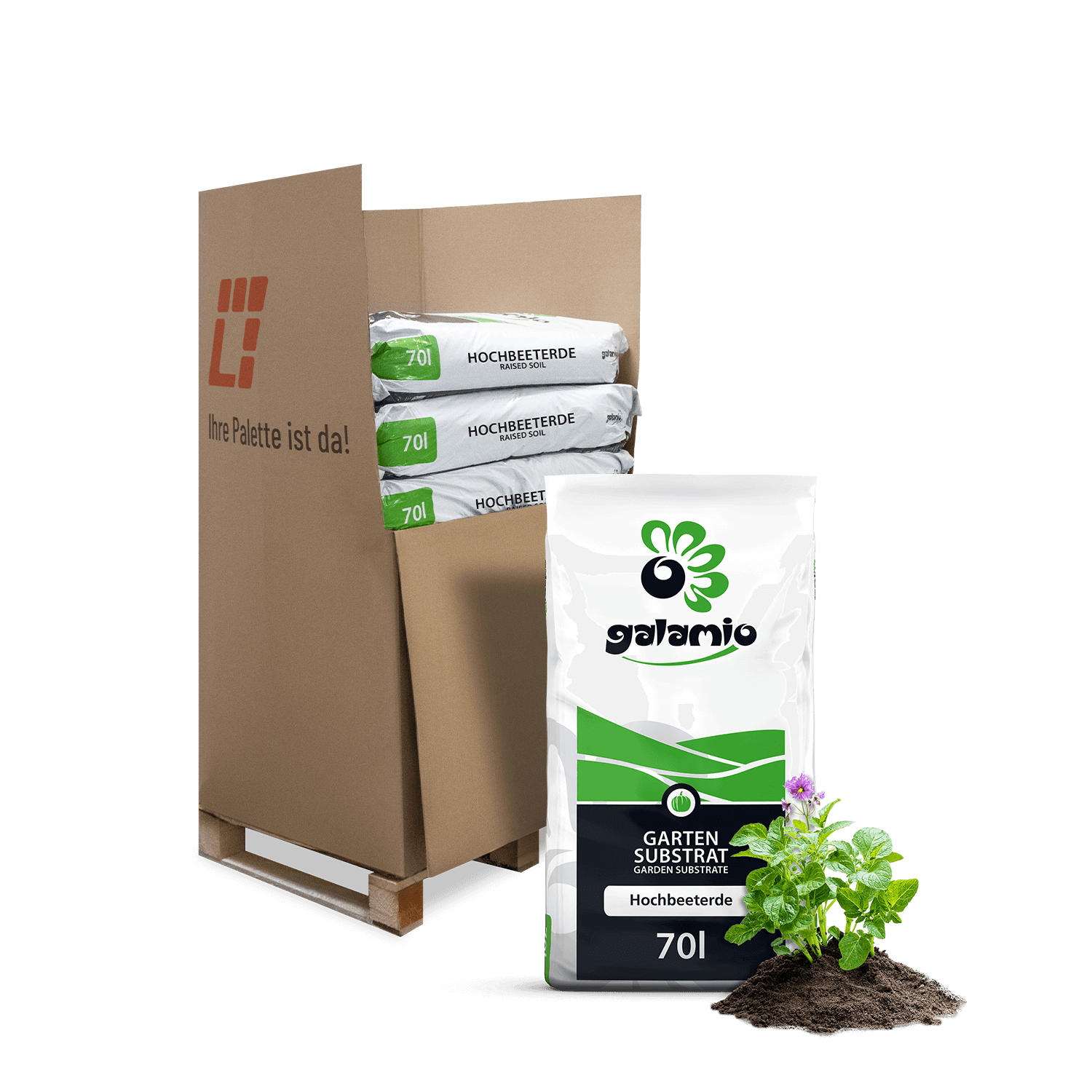 SHB70 Hochbeeterde 10er Palette Verpackung