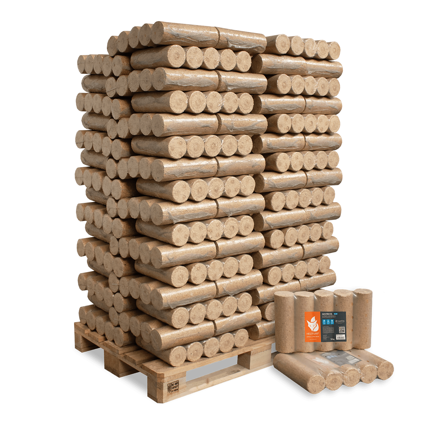 BNO10 Nestro XL Blue Holzbriketts 96er Palette Verpackung