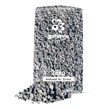 LVH25 Lavamulch Anthrazit 16 32mm verpackung haufen links