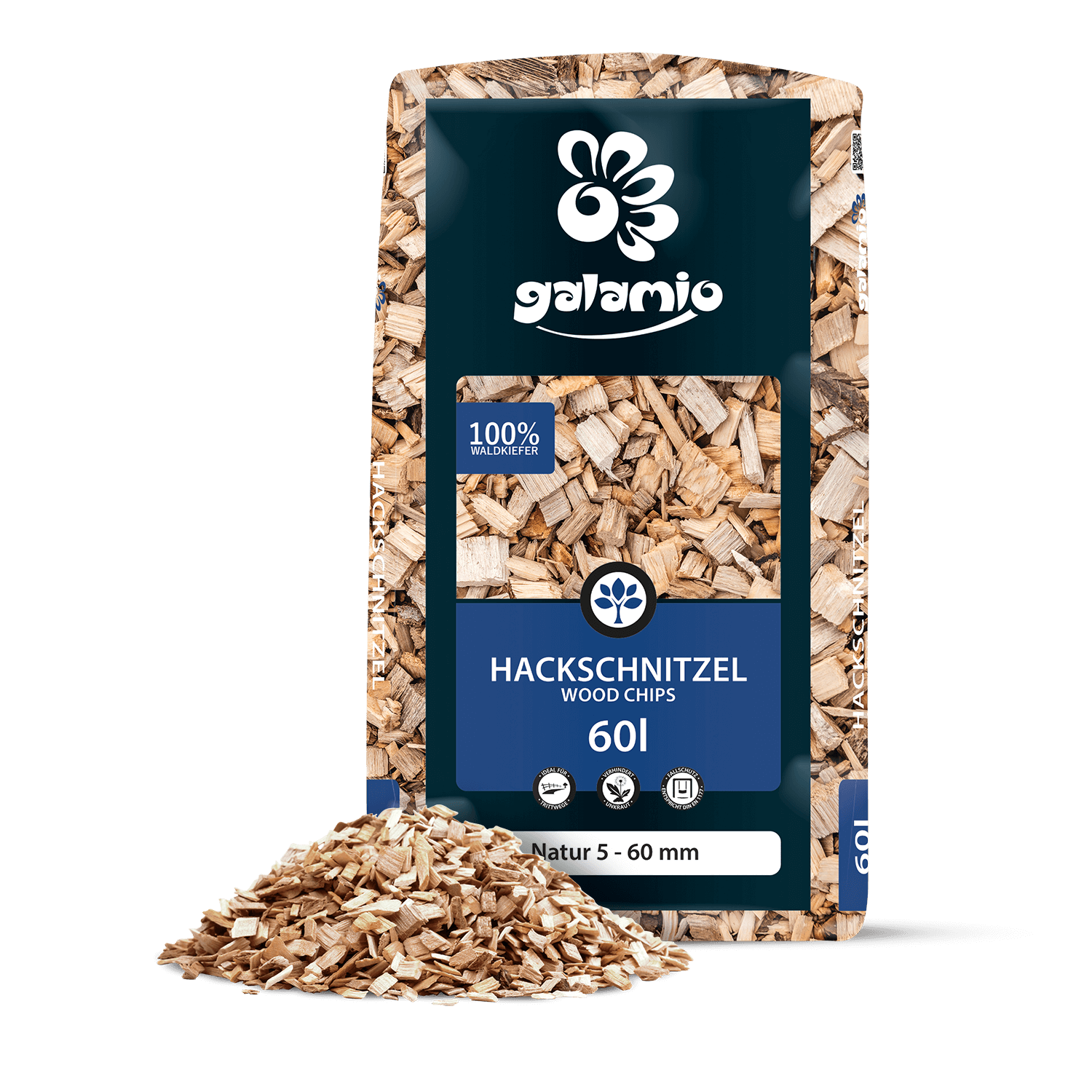 MHN60 Hackschnitzel natur Verpackung Haufen links