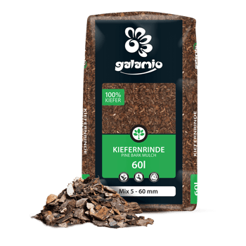 MUX60 Rindenmulch Kiefer Mix Verpackung Haufen links