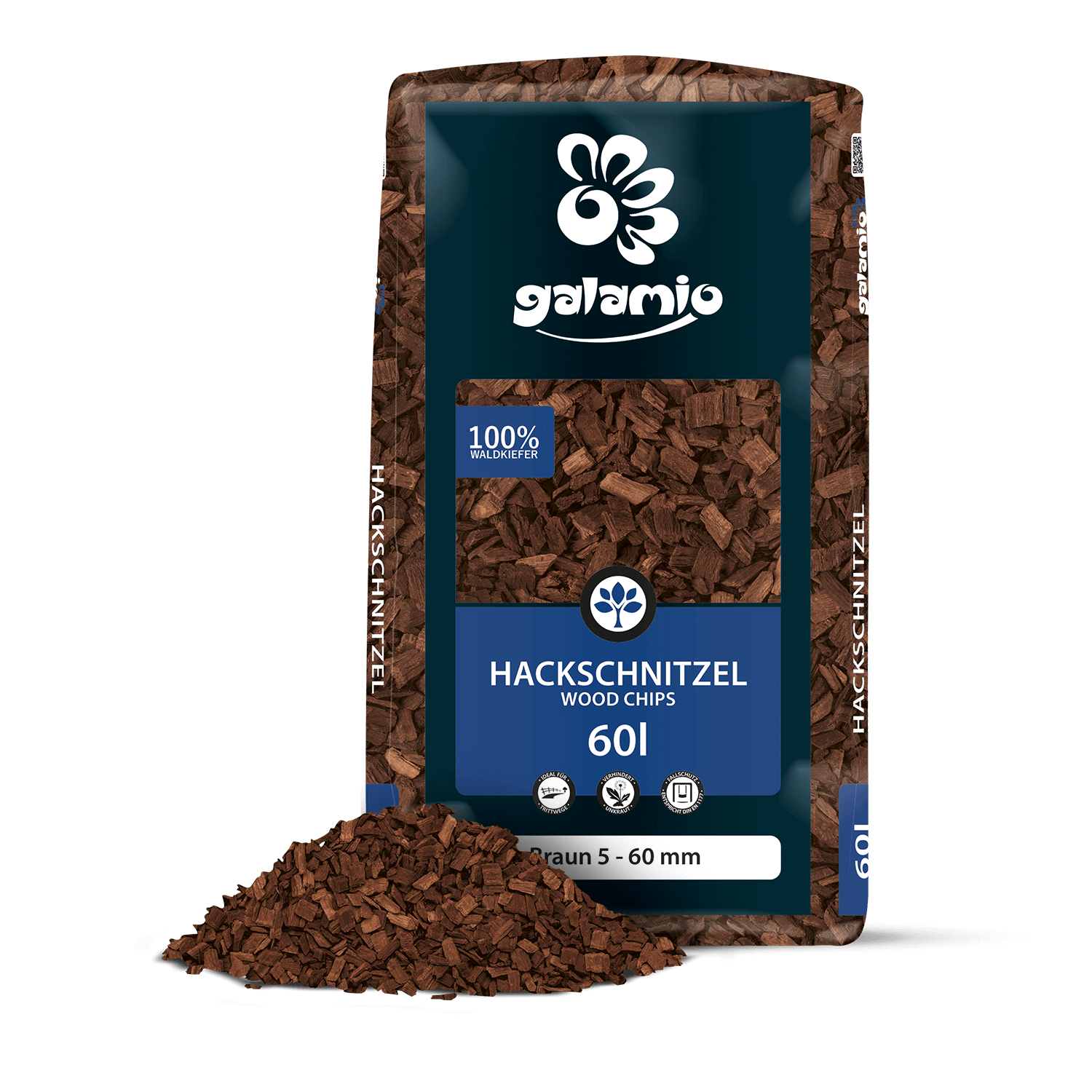 MHB60 hackschnitzel Braun Verpackung Haufen links