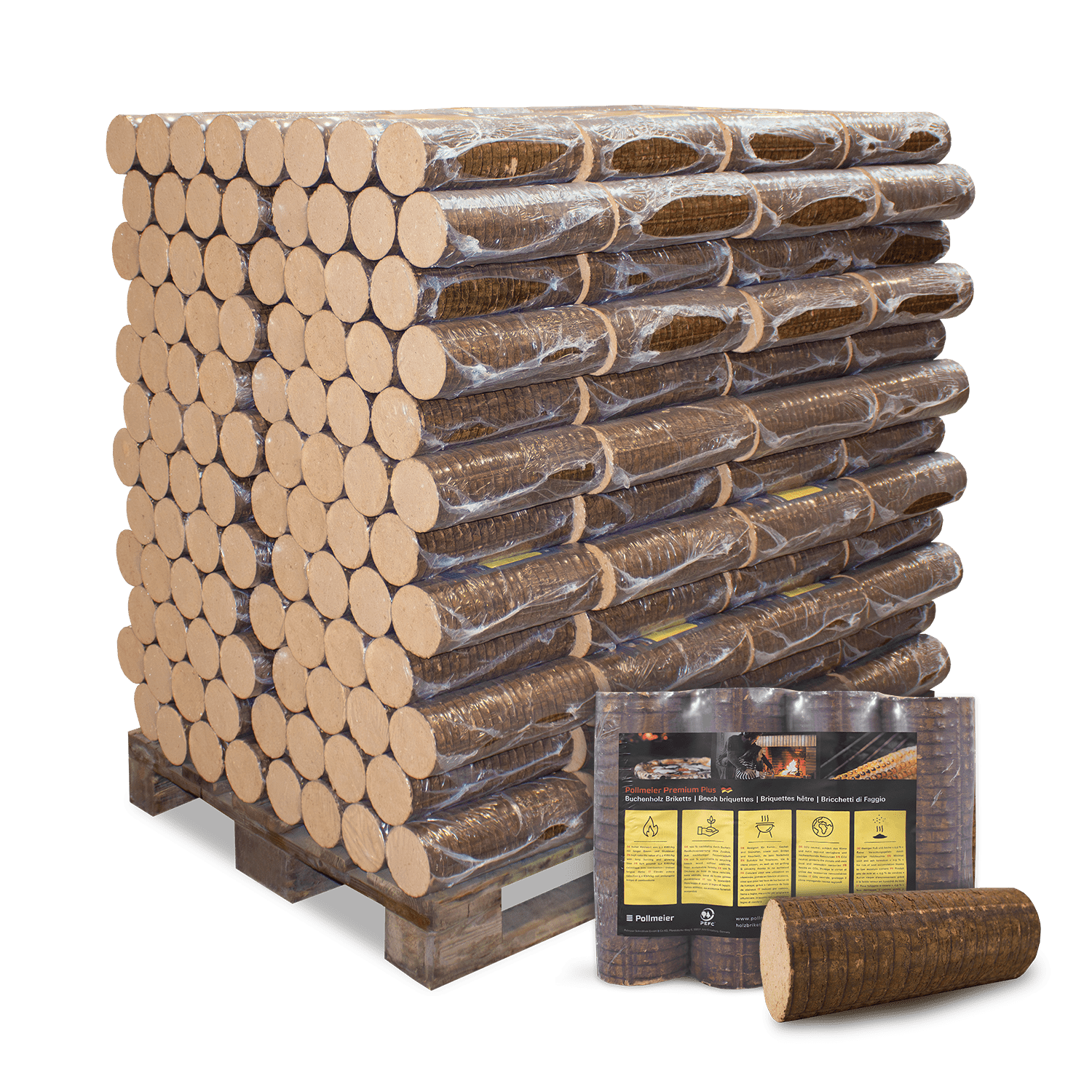 BPP10 Premium Plus Buchenholz Briketts 10kg 96er Palette Verpackung min