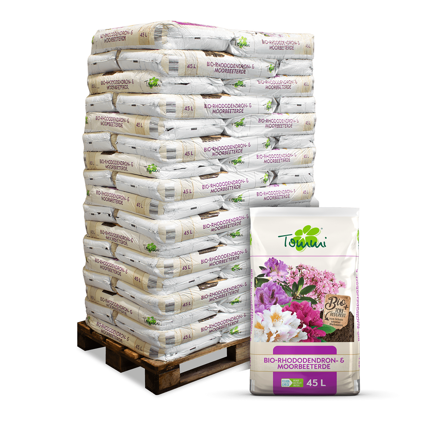 ERT45 Tommi Rhododendron Moorbeeterde 45l 51er Palette Verpackung min