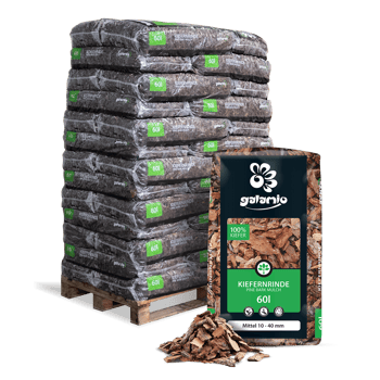 MUB60 Rindenmulch Kiefer Mittel 39er Palette Verpackung
